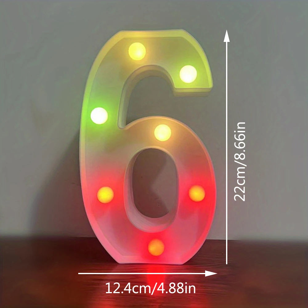 【LED装飾】LEDライト・デコレーションライト(アルファベット/数字)マルチカラー 22cm