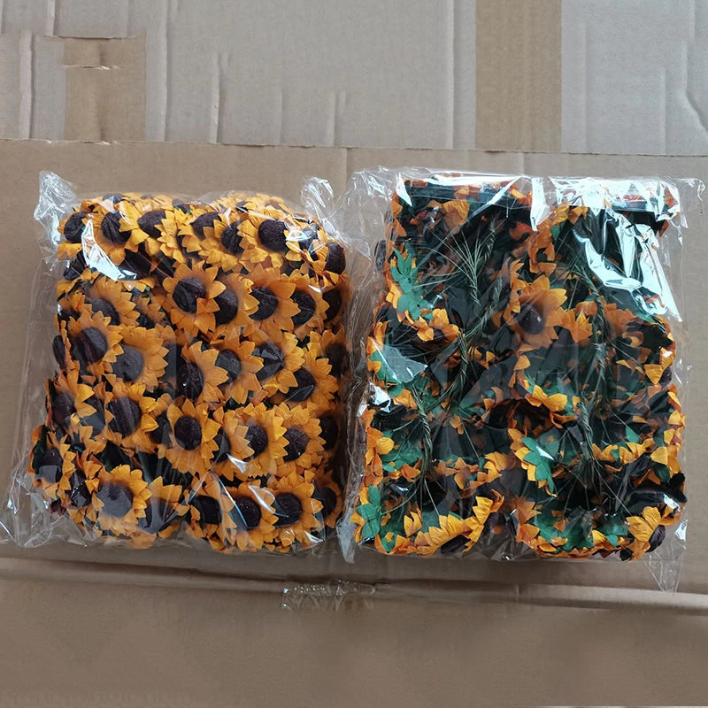 人工ひまわり 紙花 3.5cm/100個セット【エコ素材】DIY・パーティー装飾・ウェディング用