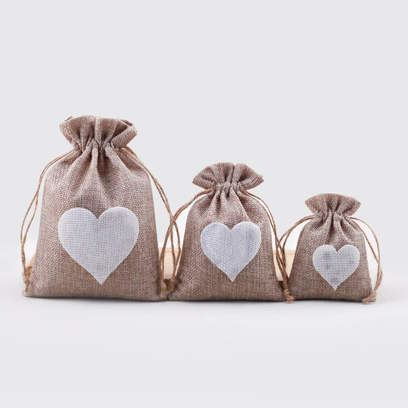 |イベント・ノベルティ用品 | 麻袋きんちゃく ハート付き 100個セット