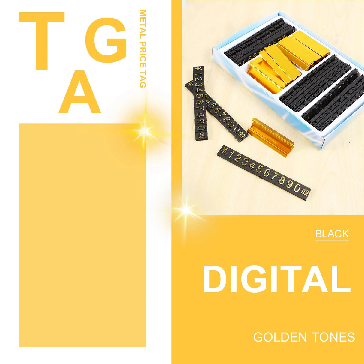 ゴールドトーンメタル数字プライスタグセット