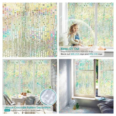 3Dウィンドウフィルム 幾何学模様柄 (UVカット・静電気吸着タイプ)