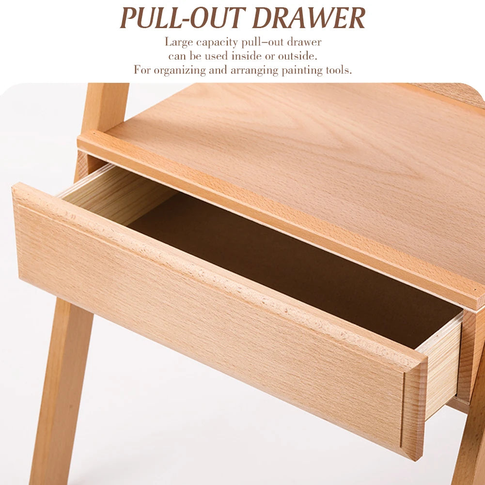 引き出しトレイ付き多機能ブナ材イーゼル