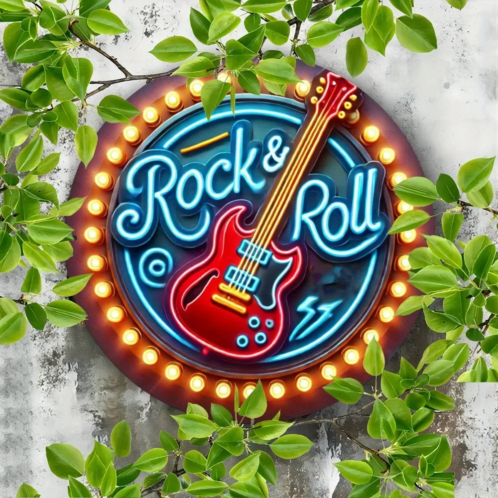 Rock & Roll メタルデザインLEDネオンサイン(ネオン看板)