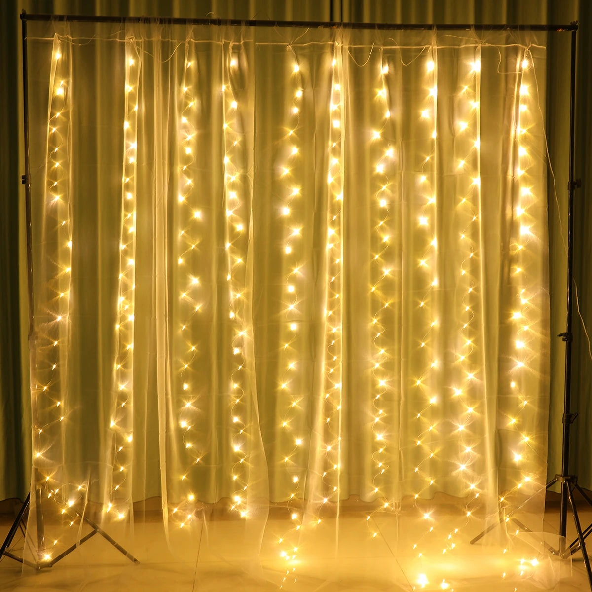 パーティー・インテリア装飾 カーテン+ライトセット 結婚式・イベント用