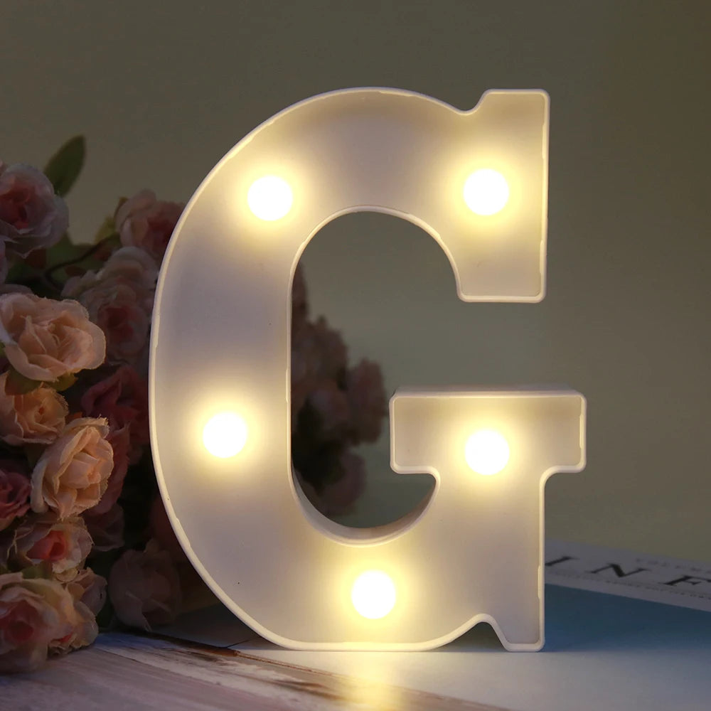 【LED装飾】LEDライト・デコレーションライト(ハート/数字/アルファベット)ホワイト 16cm