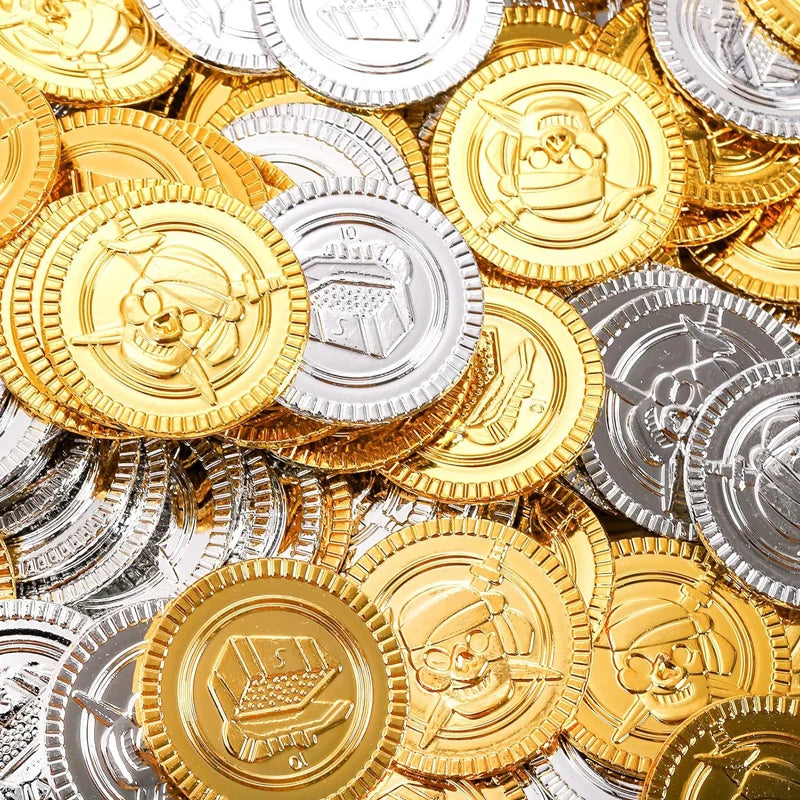 イベント・ハロウィングッズ|60個入り 海賊コイン シルバー&ゴールドセット