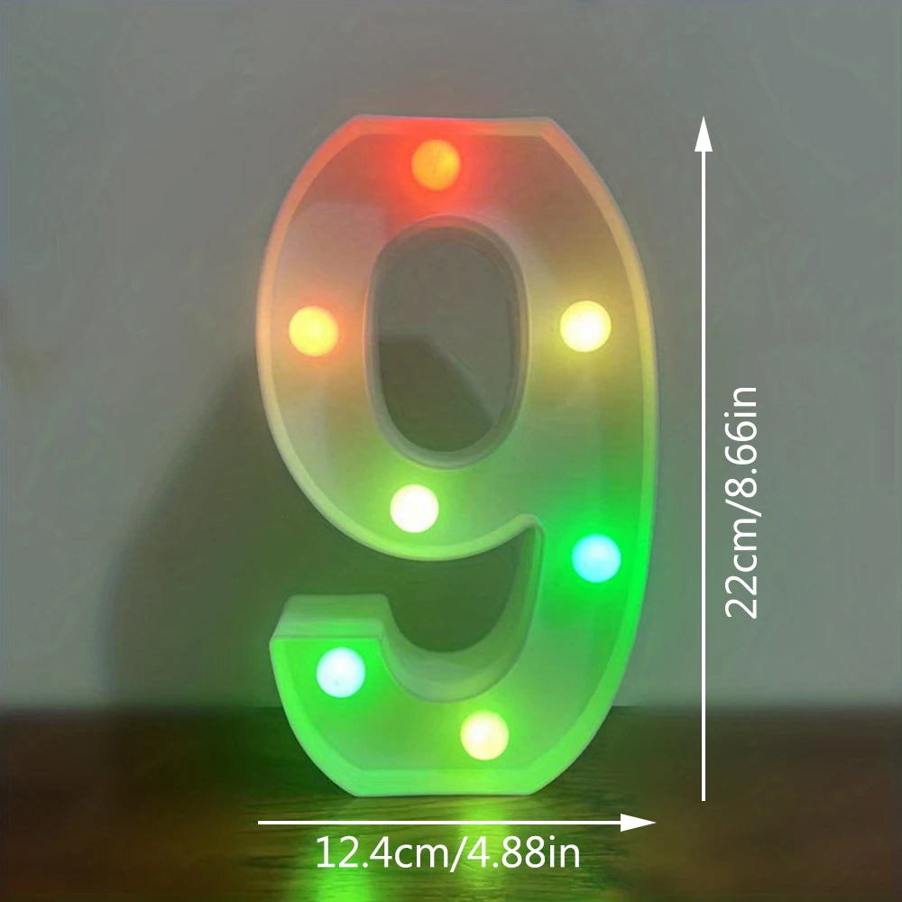 【LED装飾】LEDライト・デコレーションライト(アルファベット/数字)マルチカラー 22cm