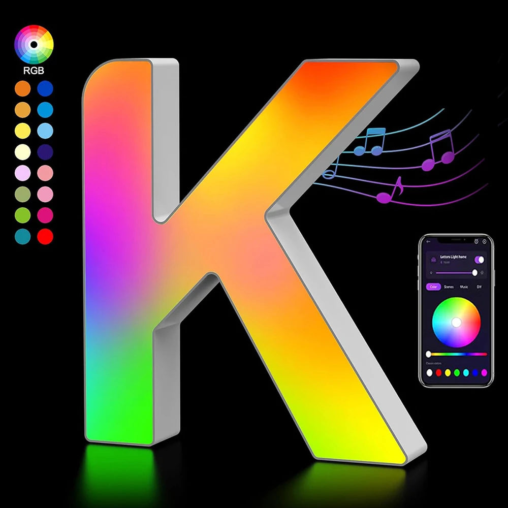 【LED装飾】LEDライト・デコレーションライト(数字/アルファベット)調光可能 レインボーカラー