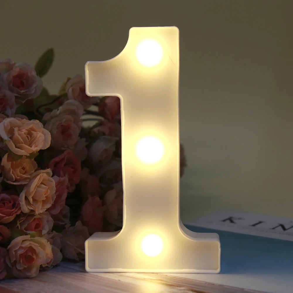 【LED装飾】LEDライト・デコレーションライト(ハート/数字/アルファベット)ホワイト 16cm