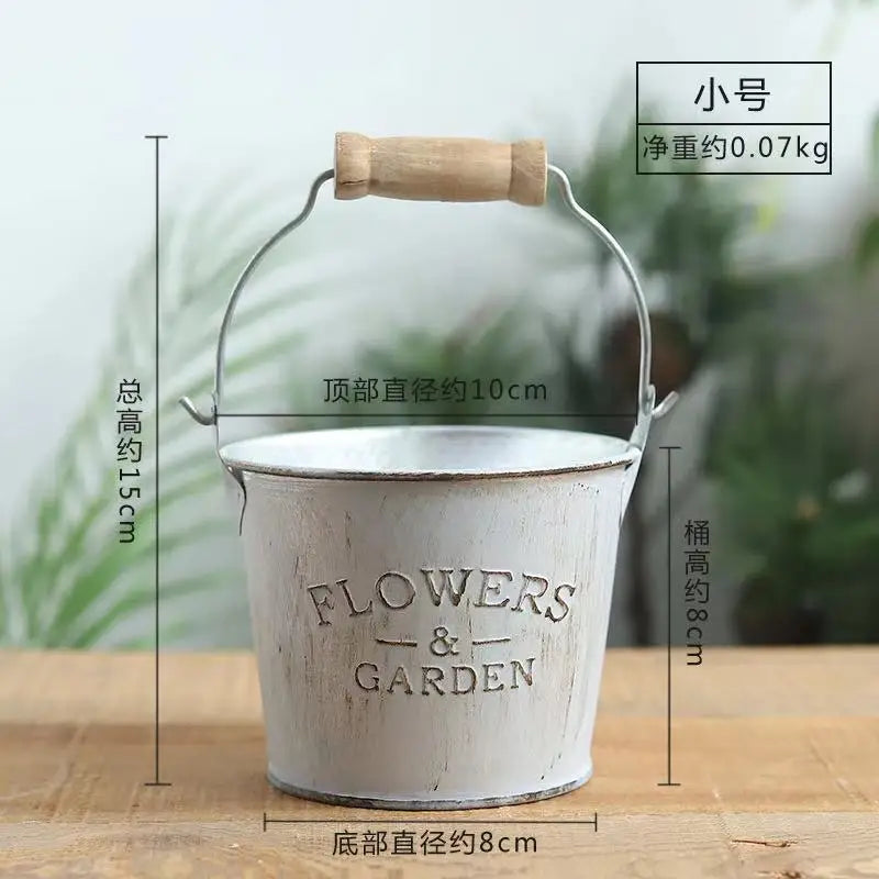 ガーデンデコレーション・ブリキ植木鉢・バスケット・ヴィンテージ
