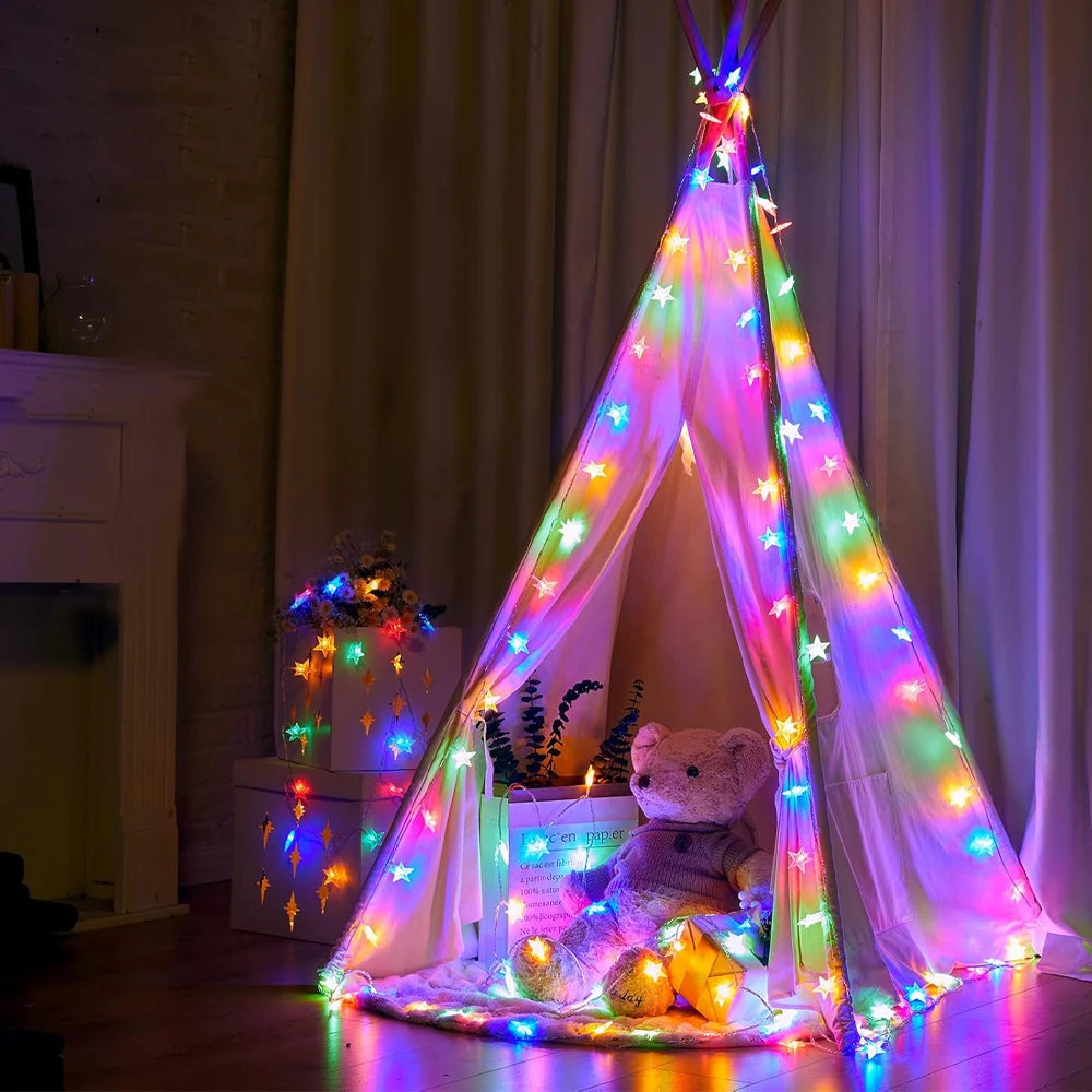 イベント・クリスマス装飾|星と月の電池式装飾ライト、屋内外用