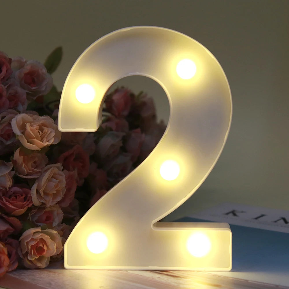 【LED装飾】LEDライト・デコレーションライト(ハート/数字/アルファベット)ホワイト 16cm