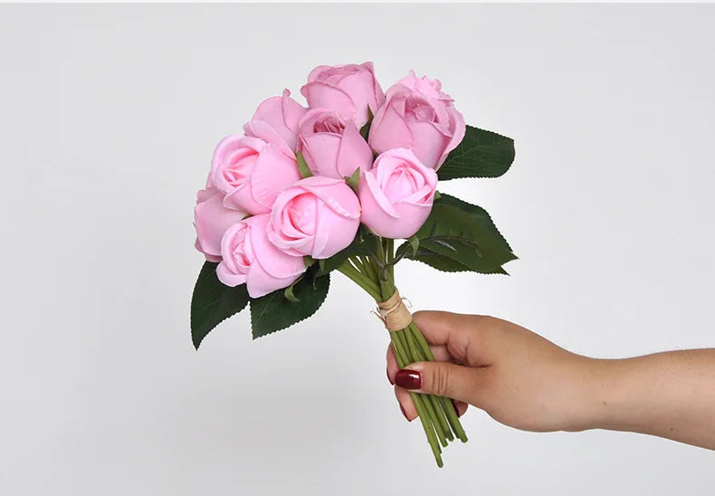 パーティー・インテリア装飾|造花シルクローズブーケ(25cm)