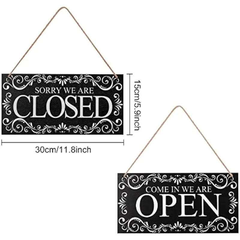 【天然木使用】カフェ風リバーシブル吊り下げ看板(OPEN/CLOSED)