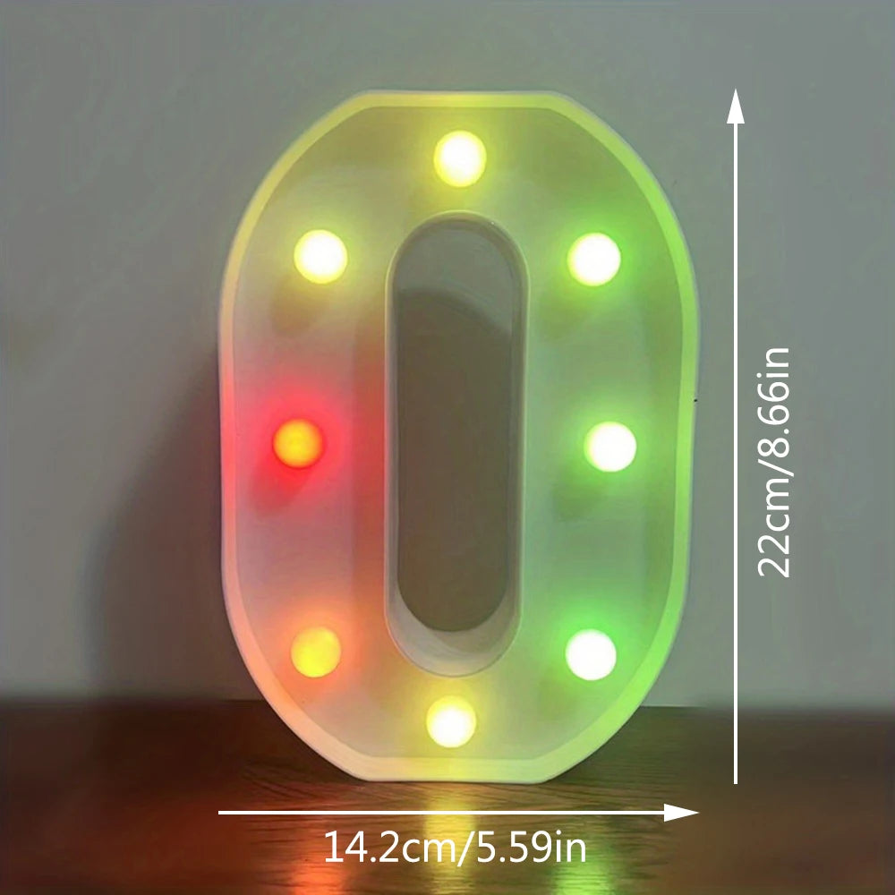 【LED装飾】LEDライト・デコレーションライト(アルファベット/数字)マルチカラー 22cm