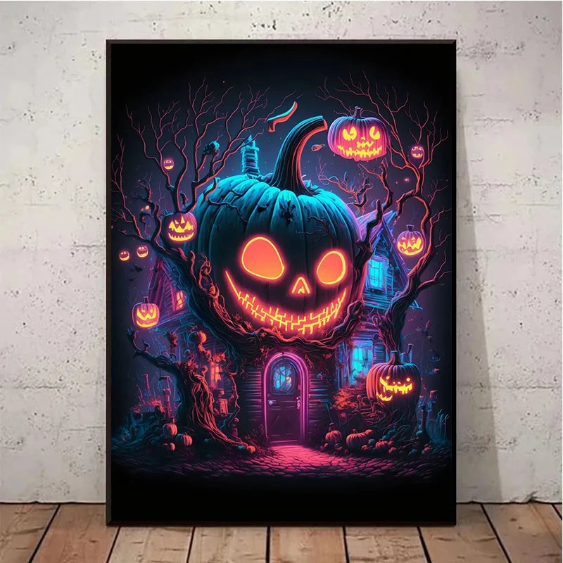 イベント・ハロウィングッズ|ネオンパンプキンキャンバスアート