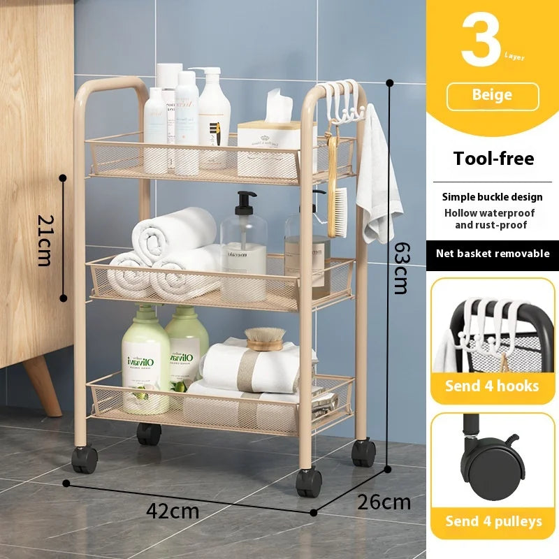 ネット什器多機能キャスター付きトロリーラック