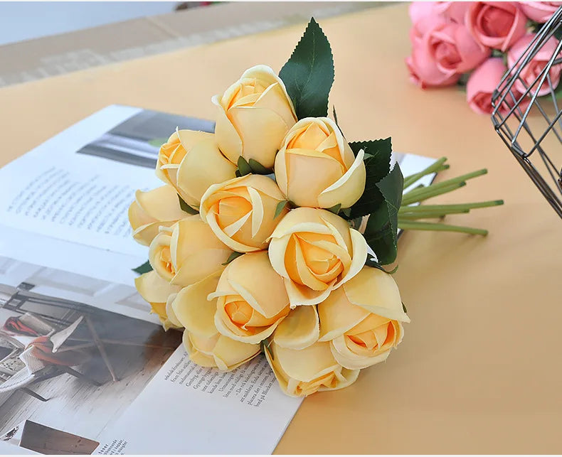 パーティー・インテリア装飾|造花シルクローズブーケ(25cm)