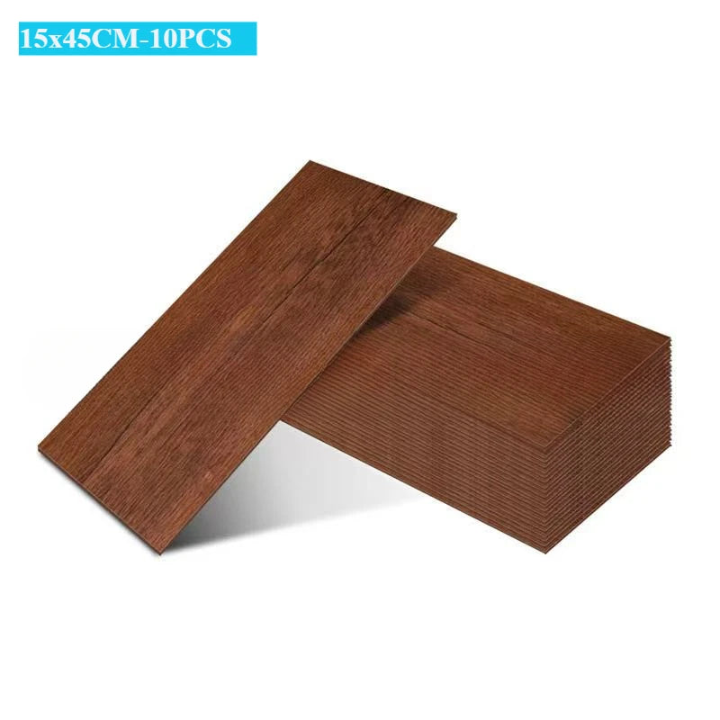DIYフロアシート 天然木目風 床ステッカー 幅15cm x 45cm 10枚入