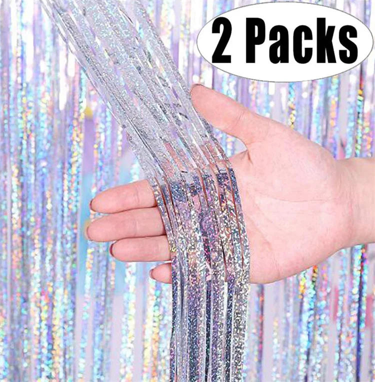 パーティー・インテリア用装飾 キラキラ!カラーカーテン 2Pセット メタリック