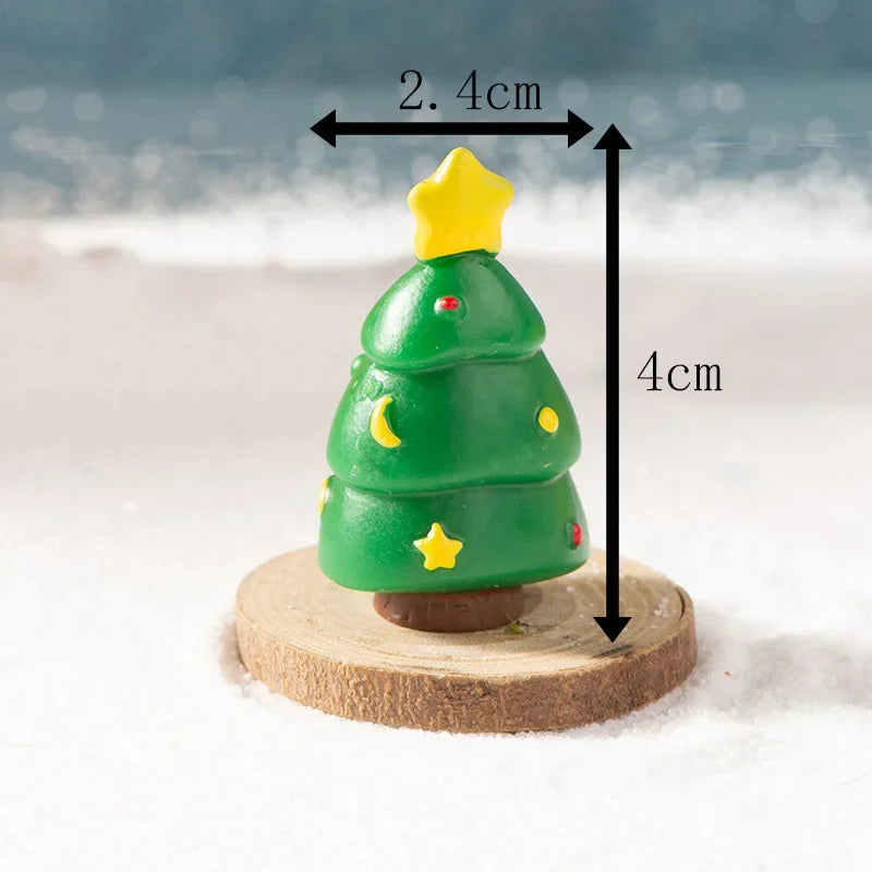 【クリスマス用装飾】ミニクリスマスツリー サンタ&妖精の樹脂置物