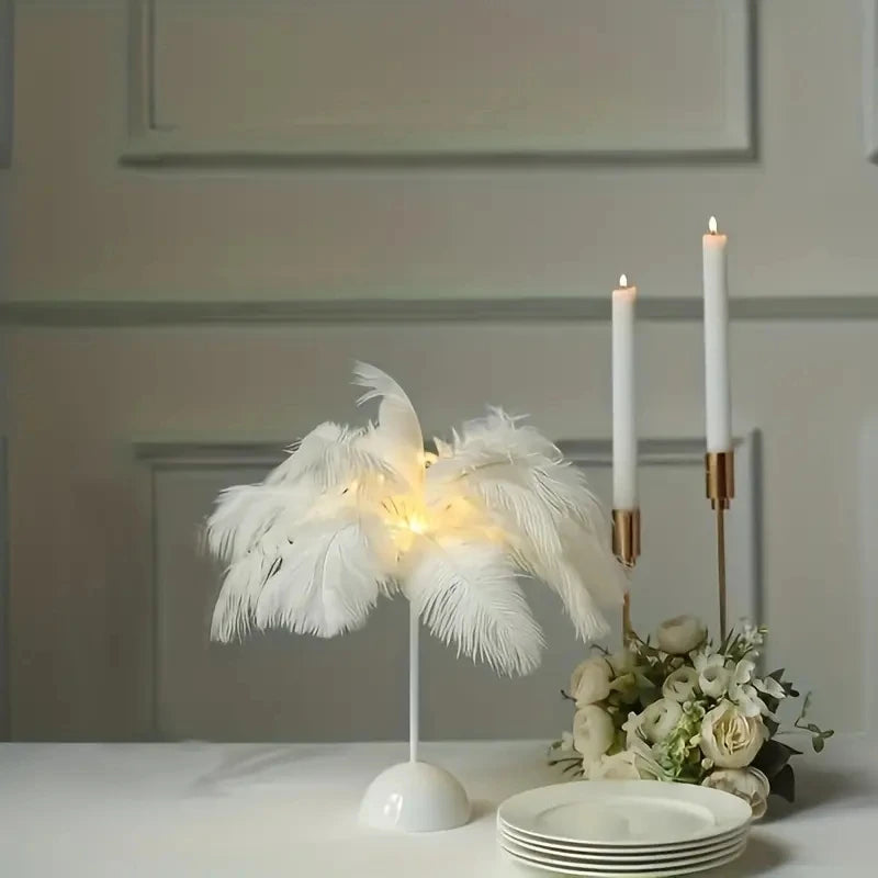 モチーフライト|イベント・パーティー装飾|LED羽根付きナイトライト(高さ22cm)
