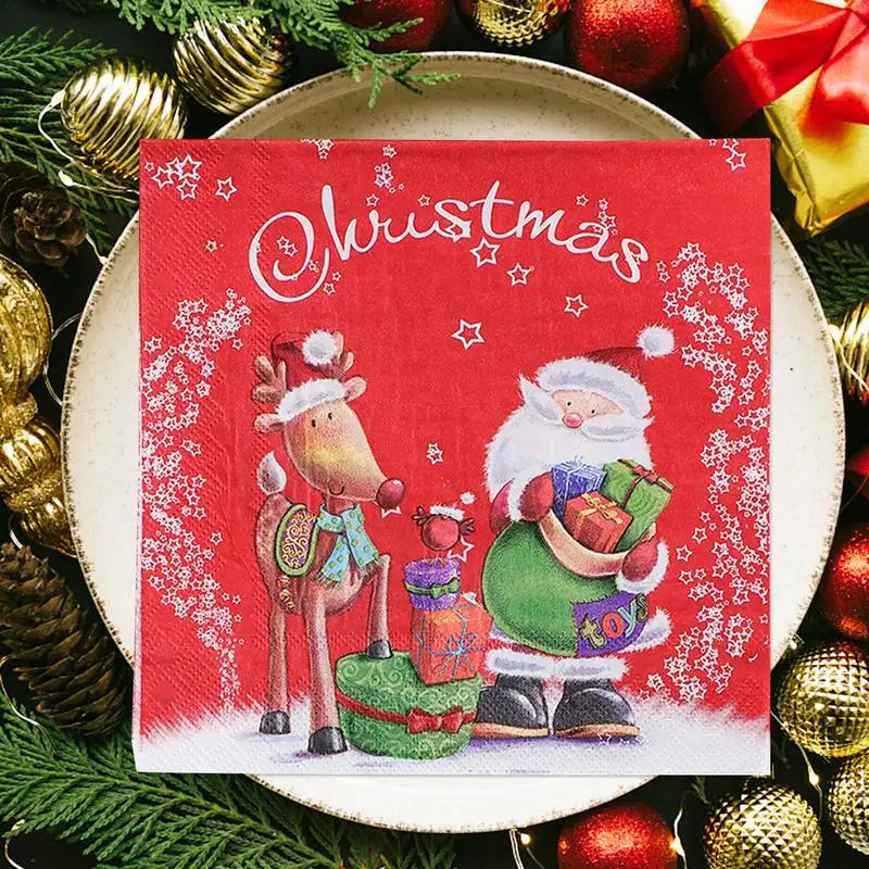 | クリスマスグッズ・ノベルティ用品 | クリスマス柄ペーパーナプキン20枚セット| 33x33c