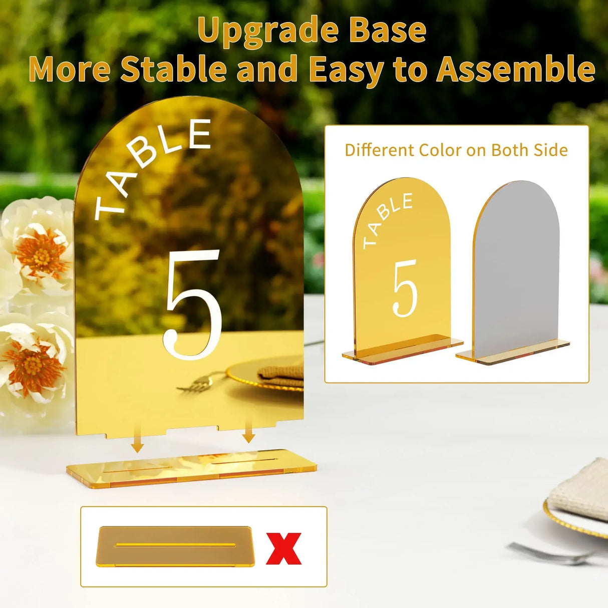 イベント・結婚式装飾|アクリルゴールドミラーウェディングテーブルナンバー