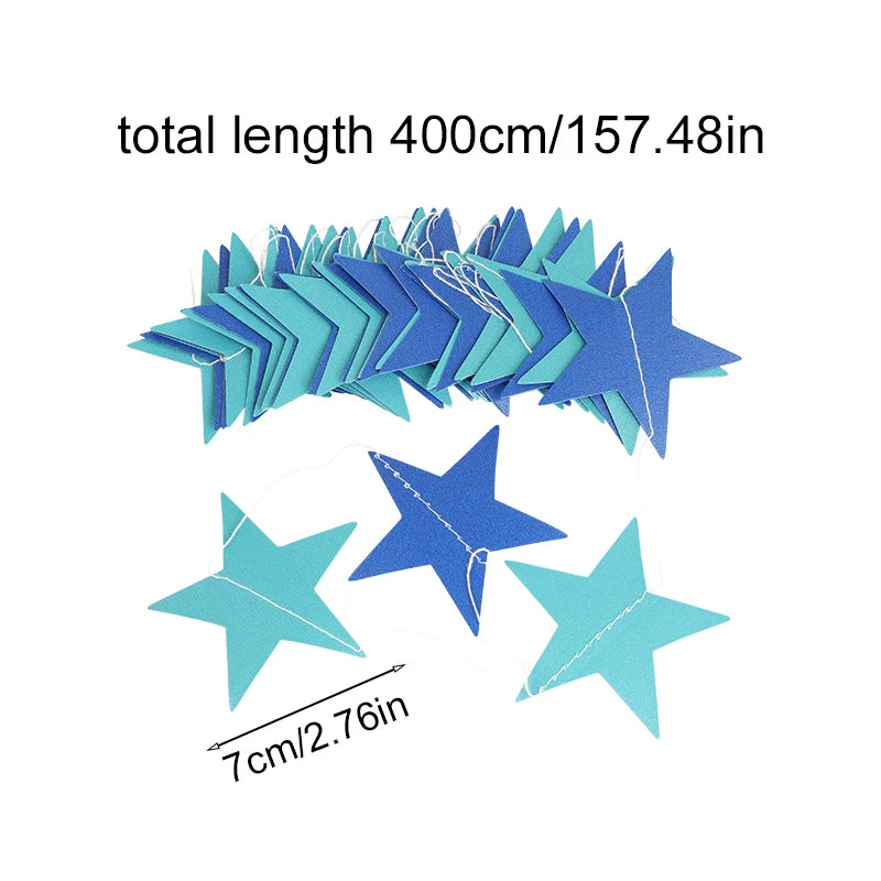 イベント・クリスマス装飾|カラフル星型バナー ゴールドシルバーガーランド