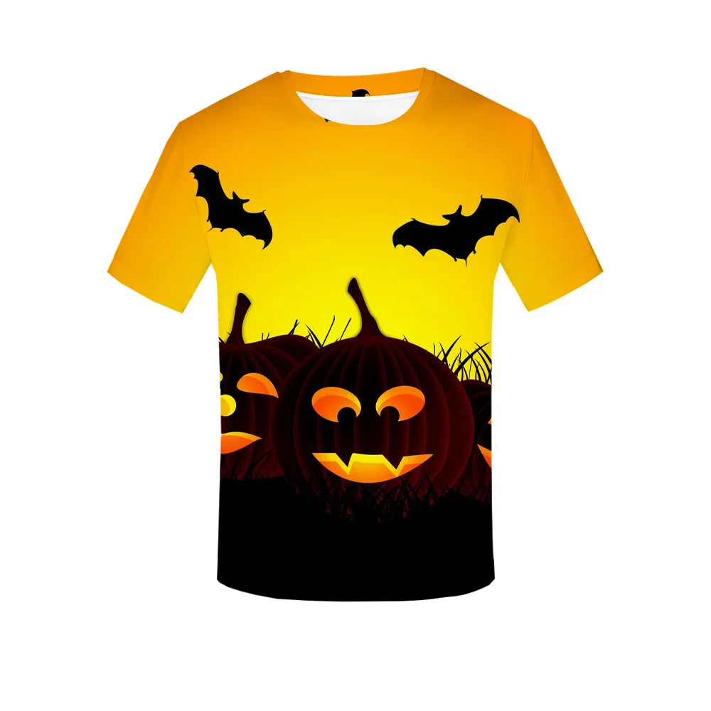 イベント・ハロウィングッズ|レディース ハロウィン総柄プリントTシャツ(XXS~3XL)