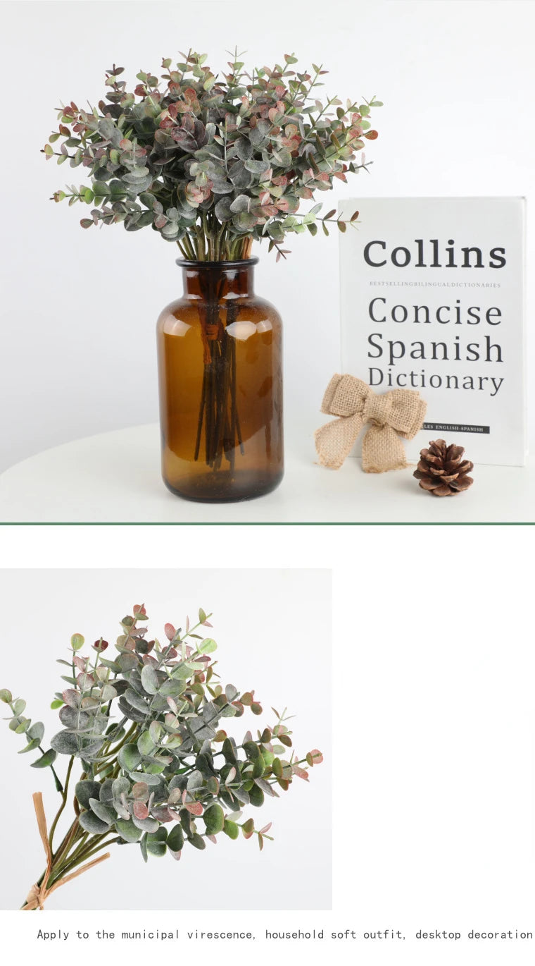 パーティー・インテリア装飾|フェイクグリーンユーカリの枝 6本セット(約37cm)