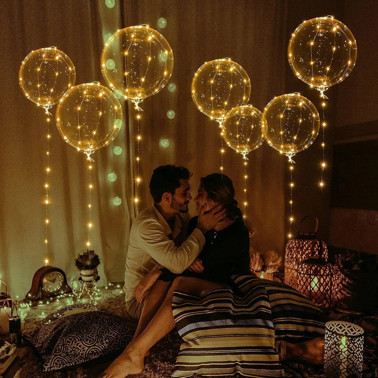 LEDライト付き透明ボボバルーン10個セット