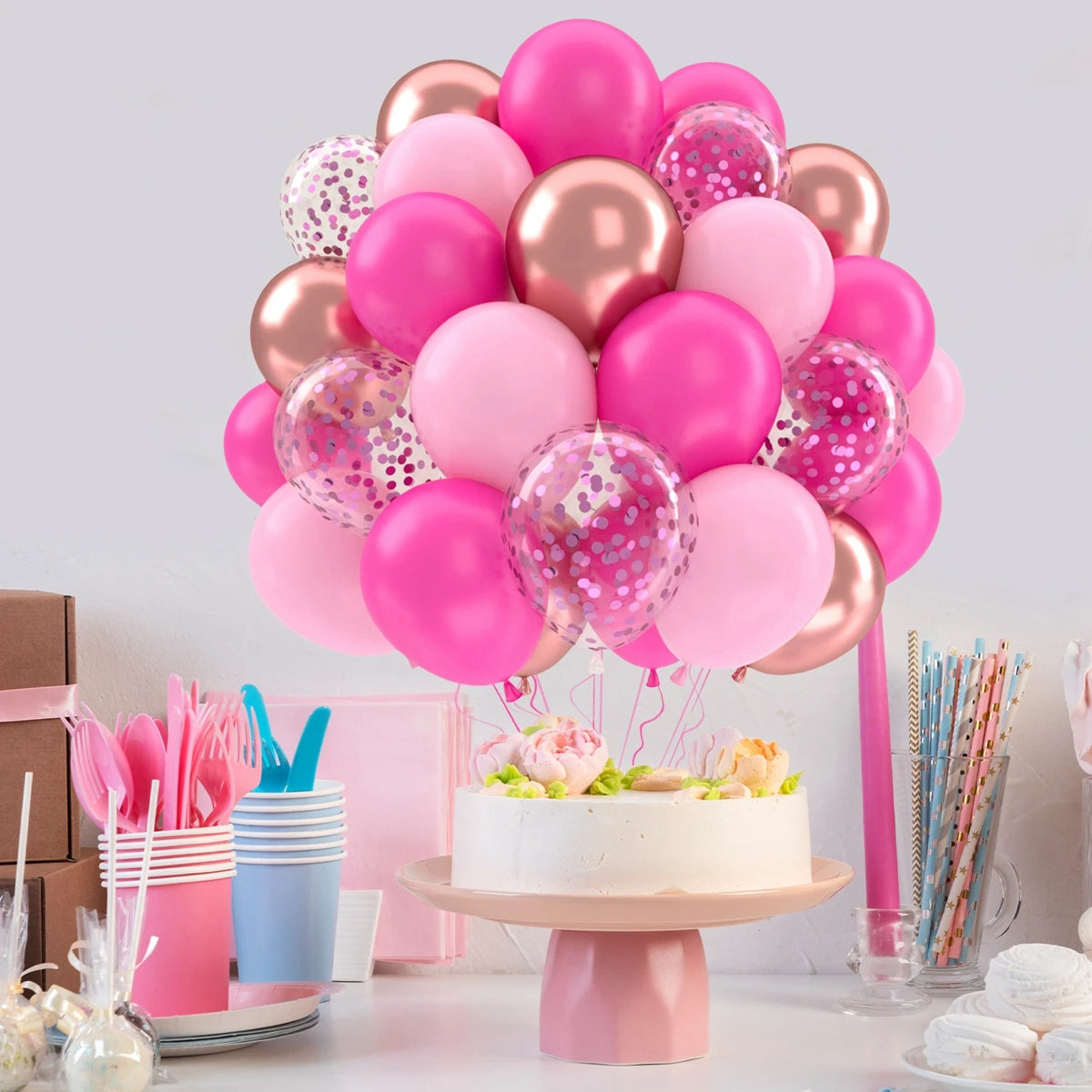 イベント・クリスマス装飾|ゴールドコンフェッティ&メタリックバルーンセット