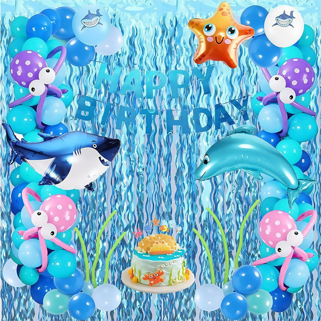 パーティー・インテリア用装飾 波形カーテン 壁面装飾 マーメイドパーティー