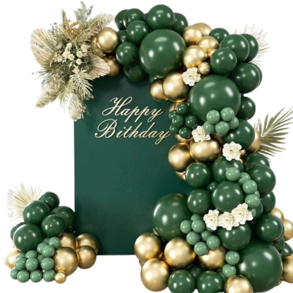 イベント・バルーン装飾|グリーンゴールドバルーンセット(99個)