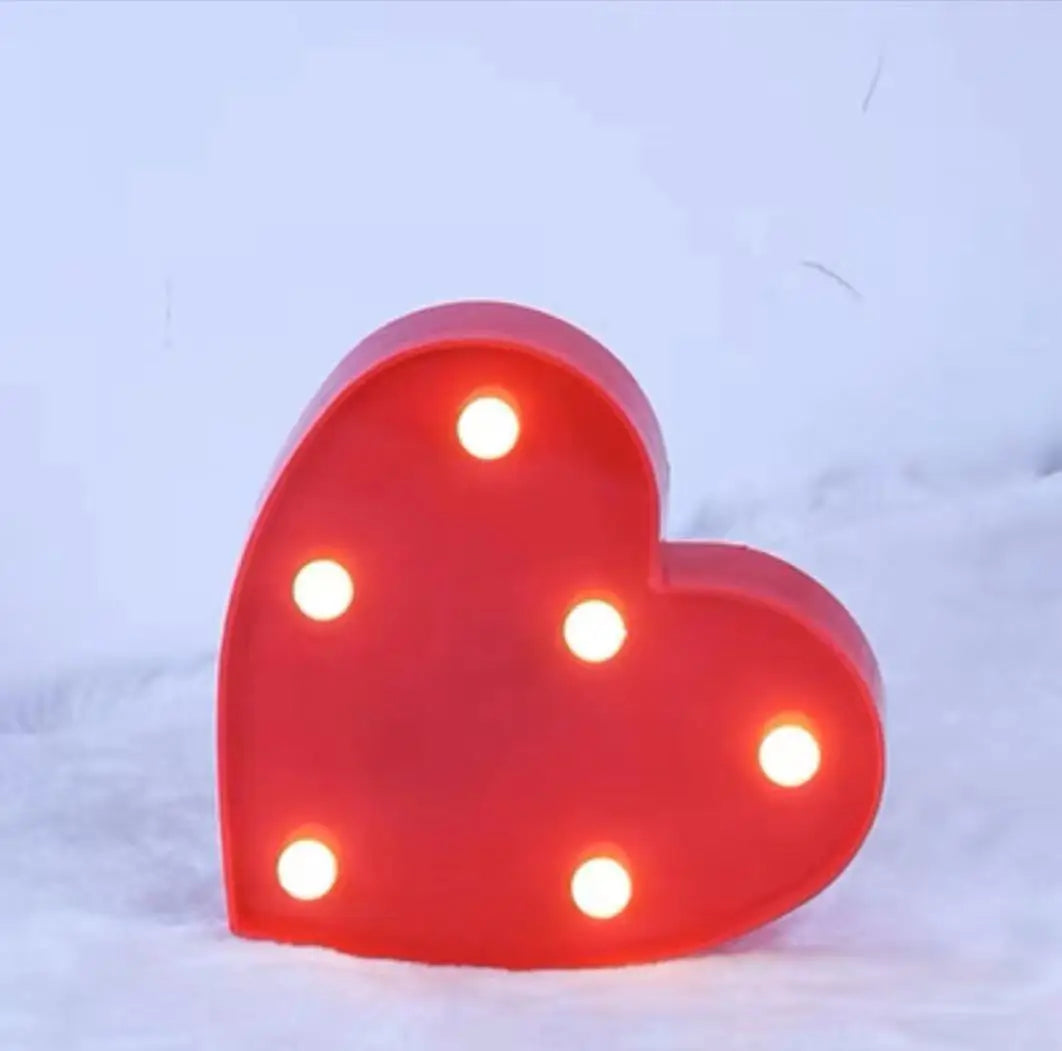 【LED装飾】LEDライト・デコレーションライト(ハート/アルファベット/数字)ピンク パープル 16cm PVC