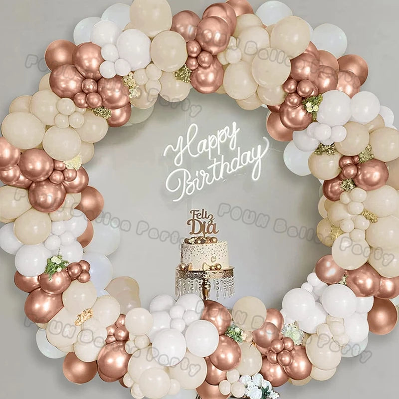 ベージュホワイト バルーンガーランドアーチキット