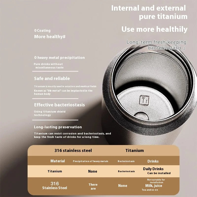 |イベント・ノベルティ用品 | 純チタン断熱カップ 茶水分離機能付き| 200ml/300ml/500ml