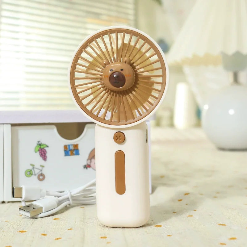 USB充電式 カピバラ柄ミニファン