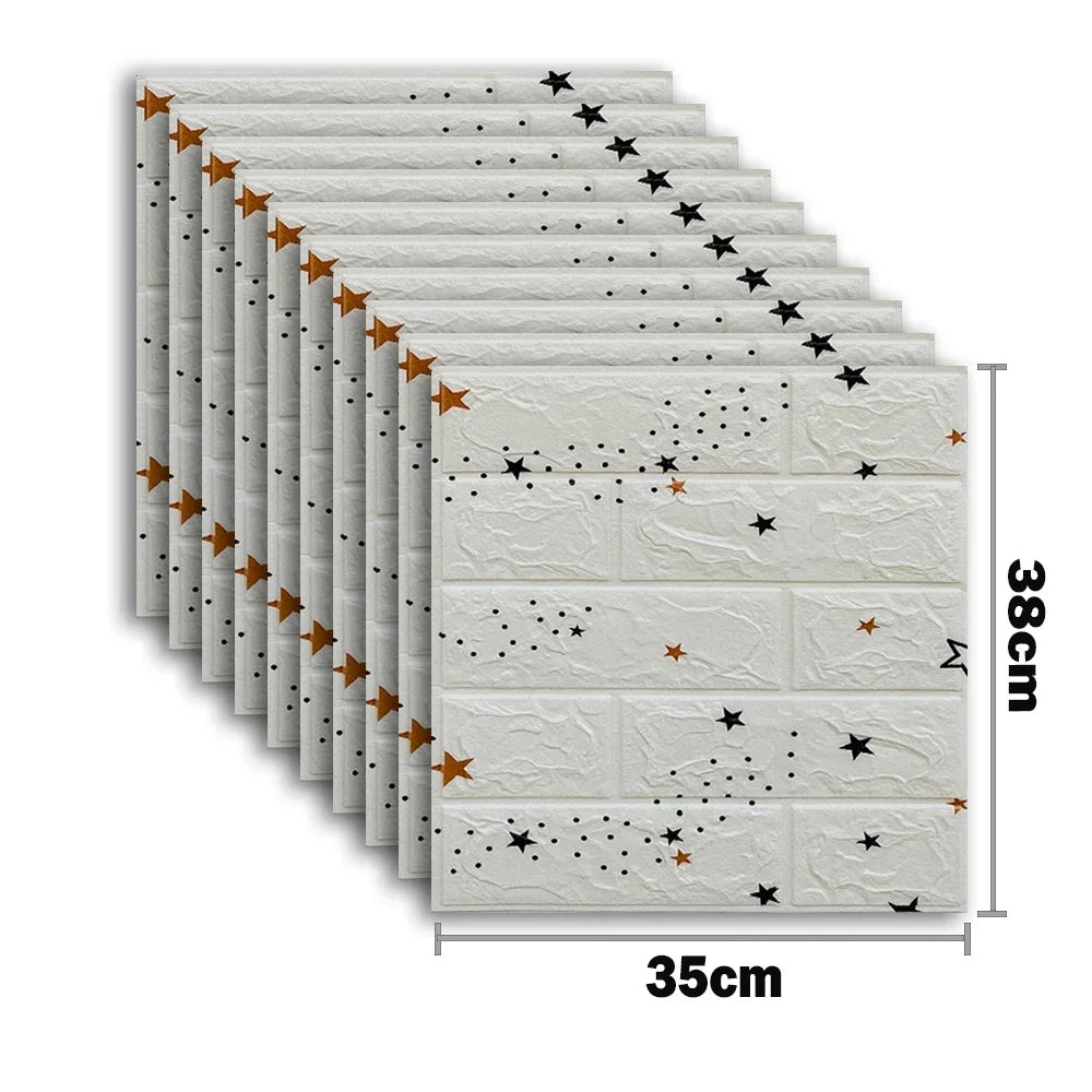 DIY用 レンガ風ステッカー 35x38cm 10pcs コンパクトサイズ防水仕様