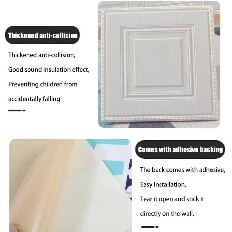 DIY用 3Dアンティーク柄 壁面風ステッカー 35cmX35cm 防水・防カビ機能