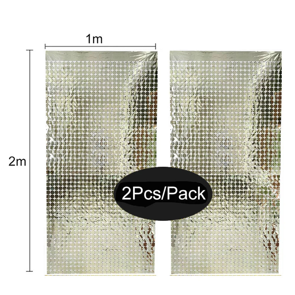 パーティー・インテリア装飾 キラキラ!カーテン 2枚入 ミラーボール風デザイン