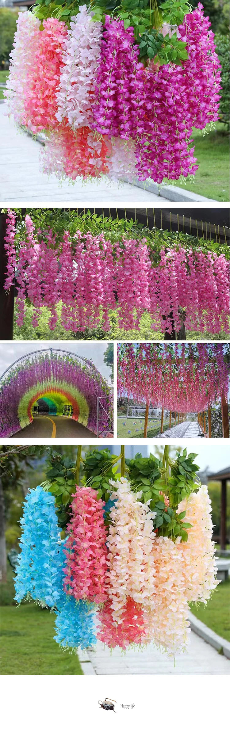 パーティー・インテリア装飾|藤の花シルク造花12個セット(110c)