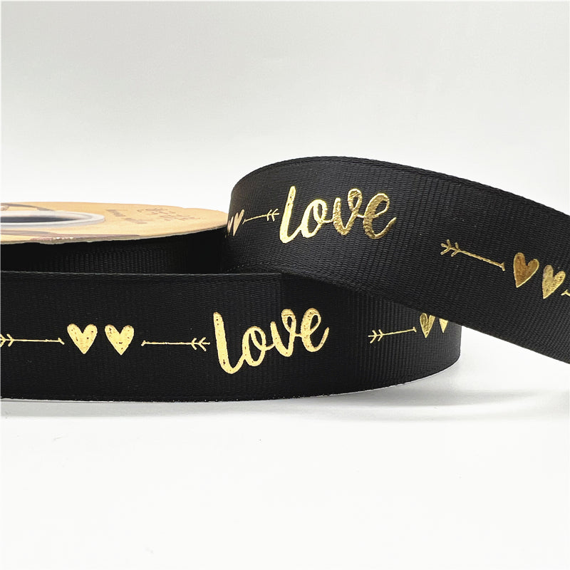 グログラン LOVEリボン 25mm 幅 5ヤード