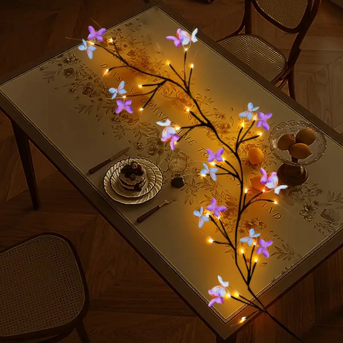 イベント・パーティー装飾|LED蝶付き柳つるライト(1.3M)