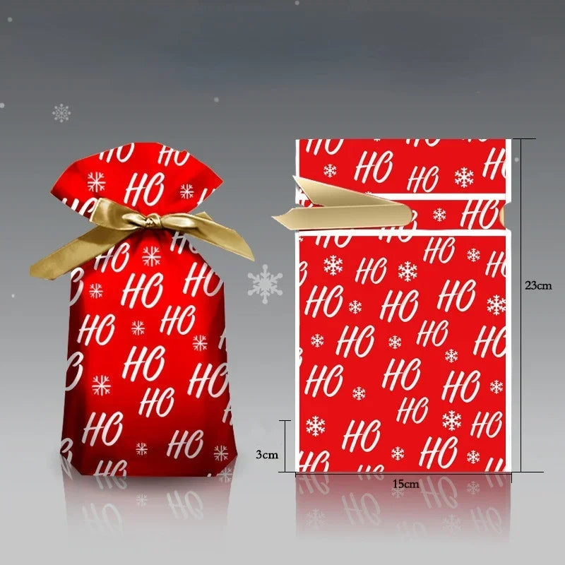イベント・クリスマス装飾|ビニール製 クリスマス柄ギフト用バッグ(5個入)