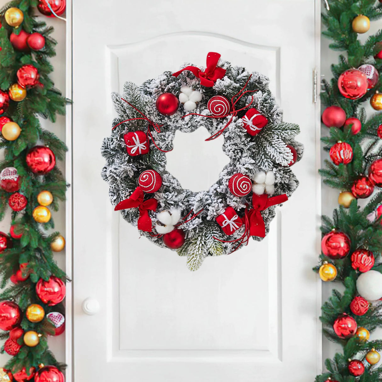 クリスマスリース|ゴールドクリスマスリース 玄関用デコレーション