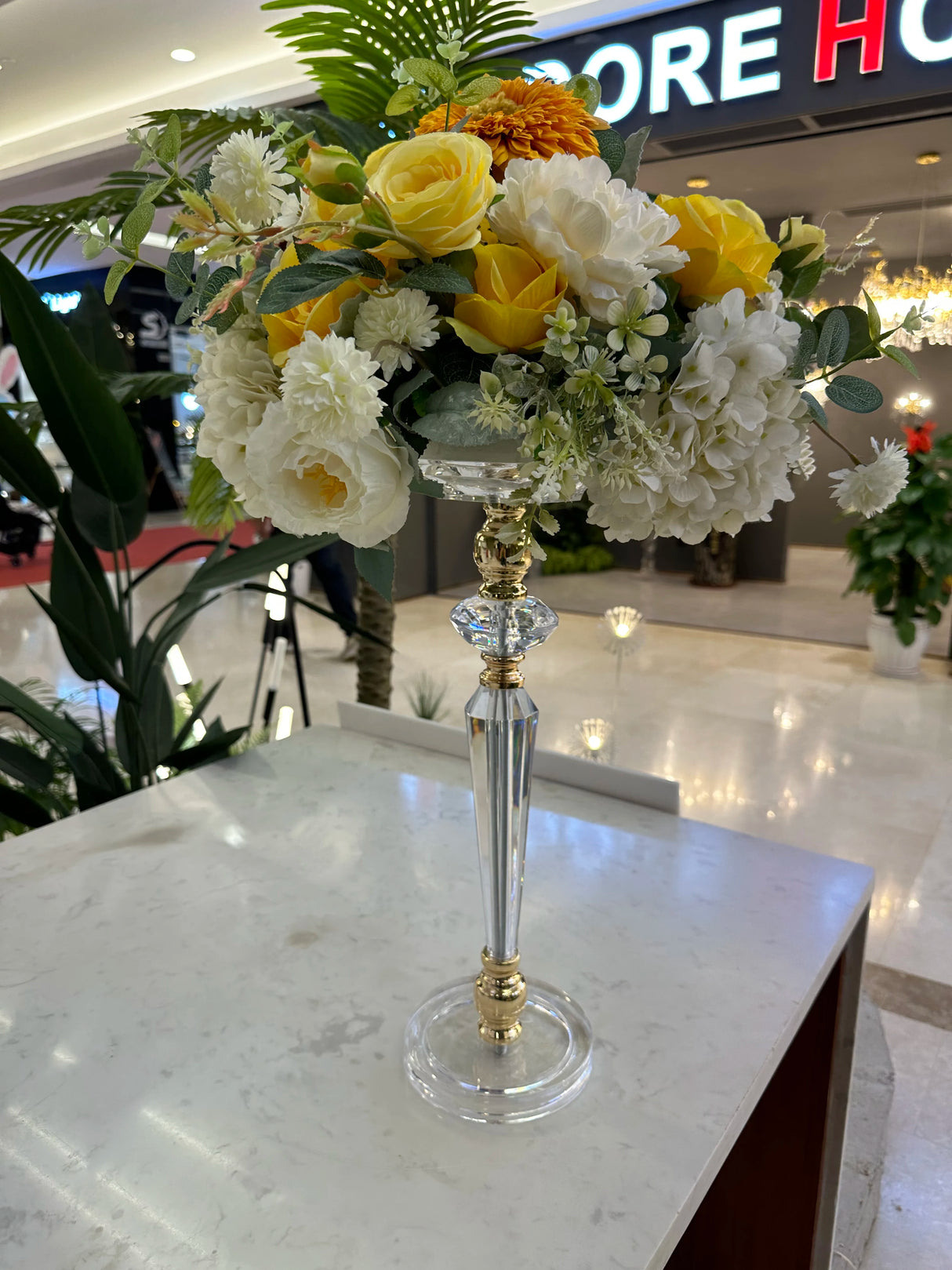 結婚式・インテリア装飾|高さ48cmアクリル製ゴールド&シルバー花瓶