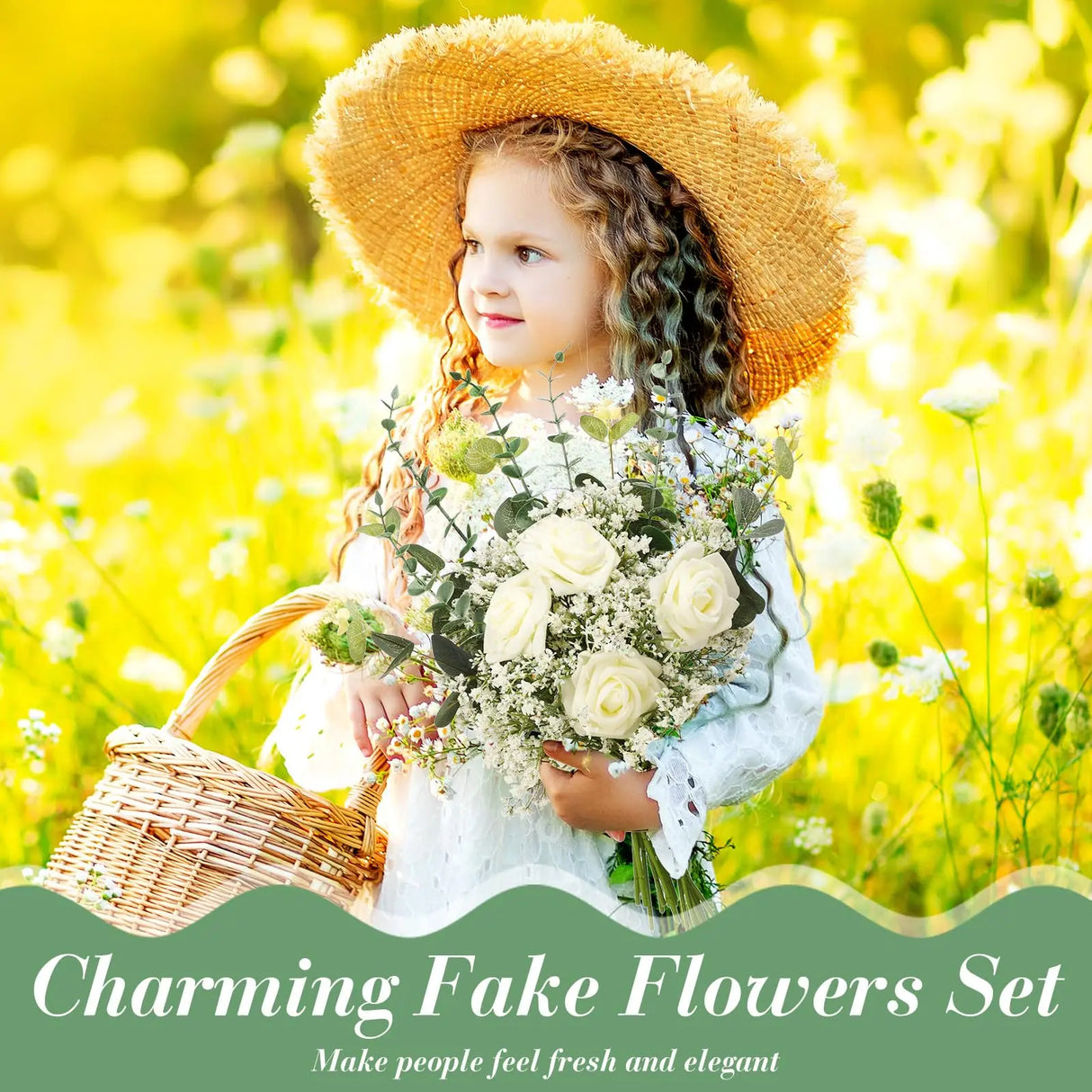 パーティー・インテリア装飾|造花カスミソウ・ユーカリセット (10/15本)