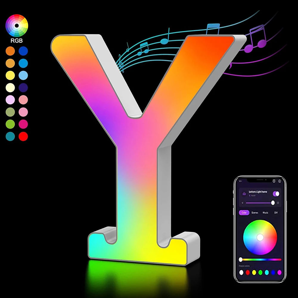 【LED装飾】LEDライト・デコレーションライト(数字/アルファベット)調光可能 レインボーカラー